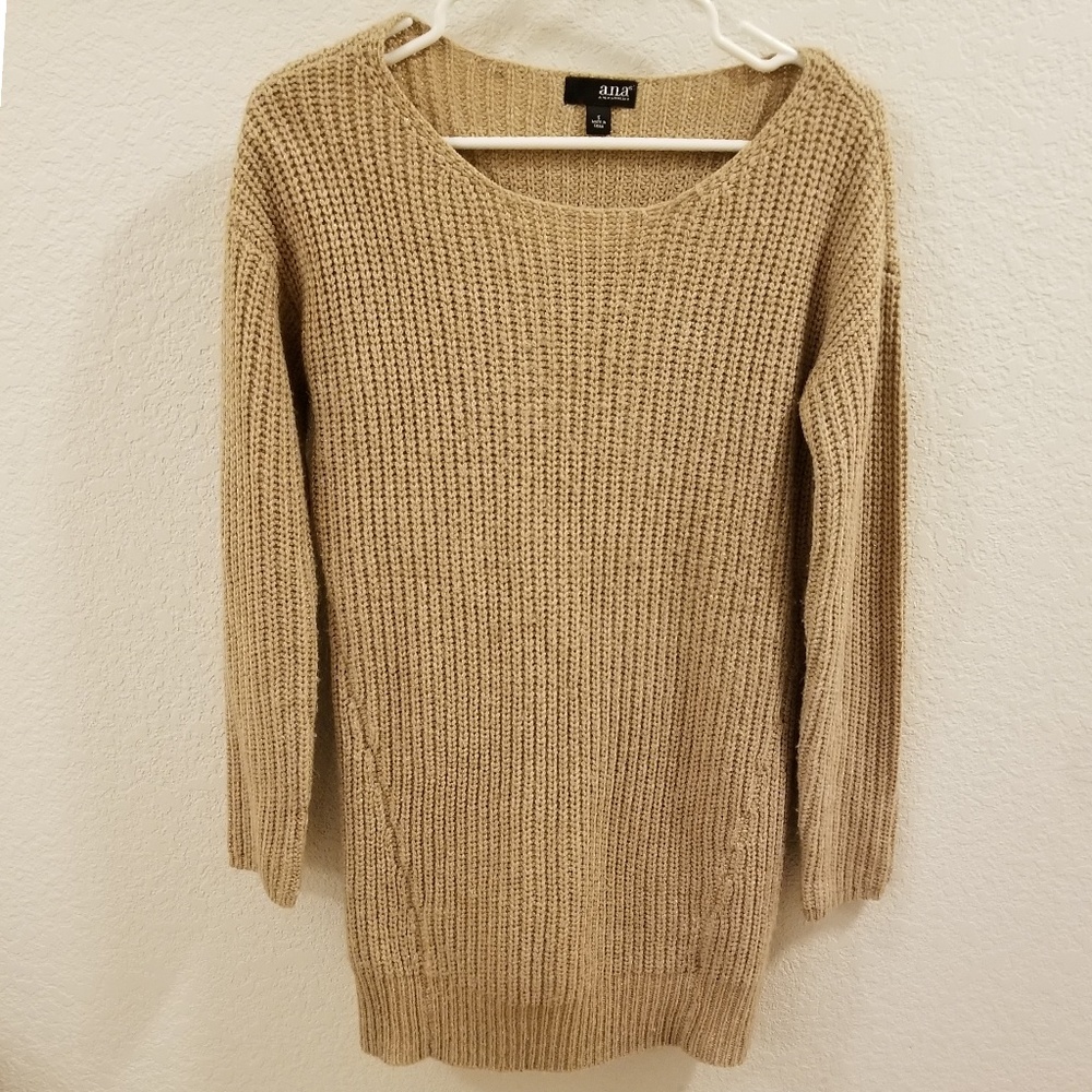 Tan/Gold Knit Sweater Dress